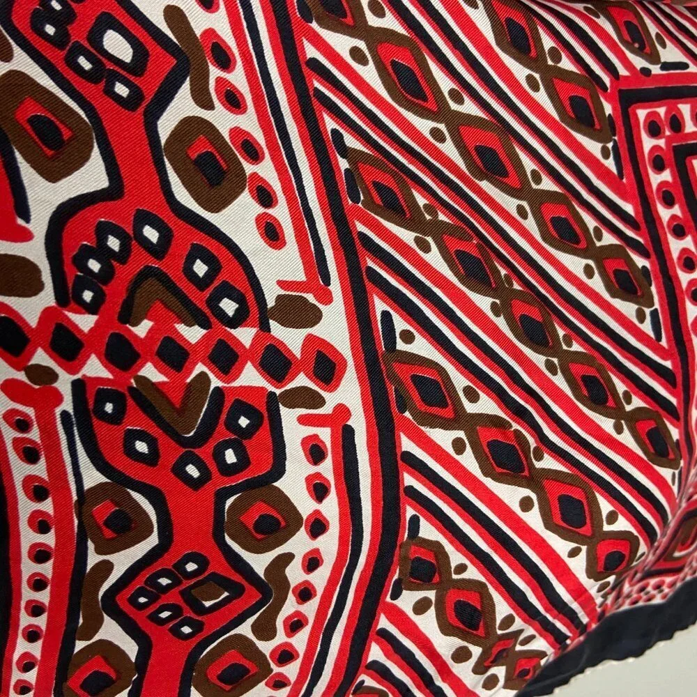 Vintage Square Scarf Abstraction Black Red